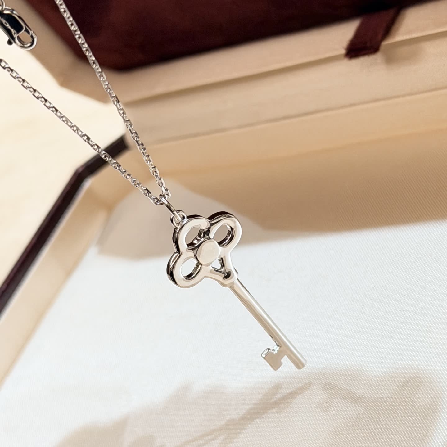 Tiffany & Co Silver Key Pendant with Diamonds